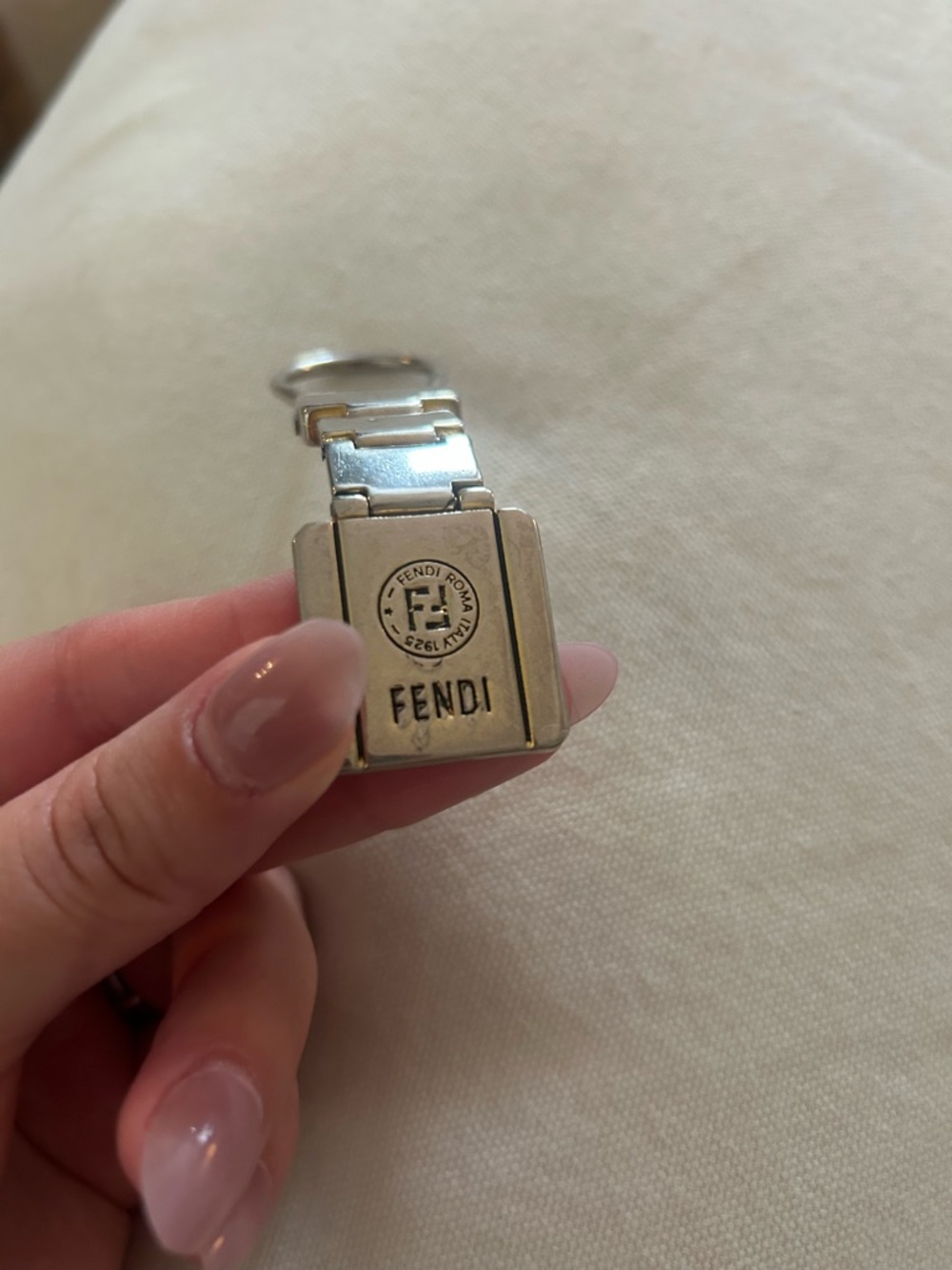 Fendi Silver Metal Logo Key Holder - Picture 3 of 5